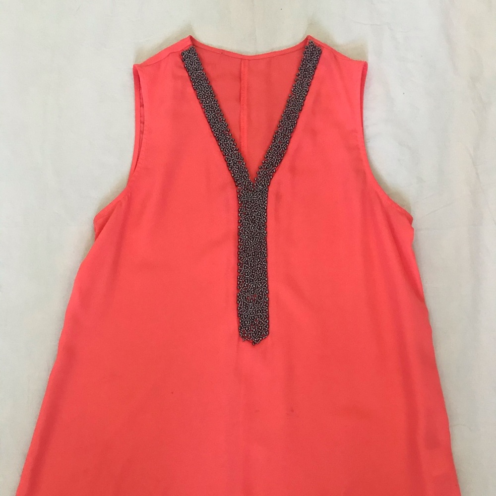 💥Orange Rhinestone collar tie embellished tanktop
